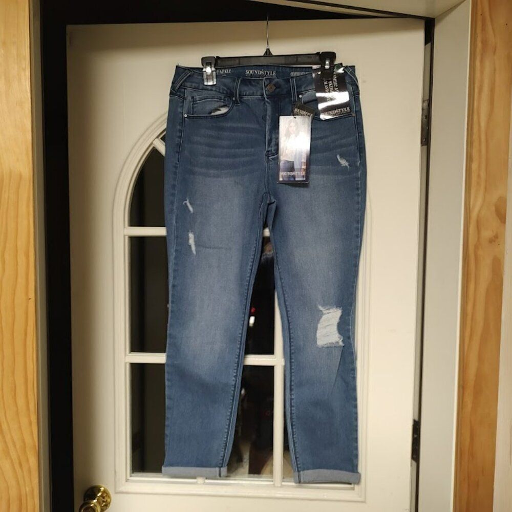 New Sound Style Jamie Ankle Skinny Slim And Sleek Distressed Jeans Women's 12